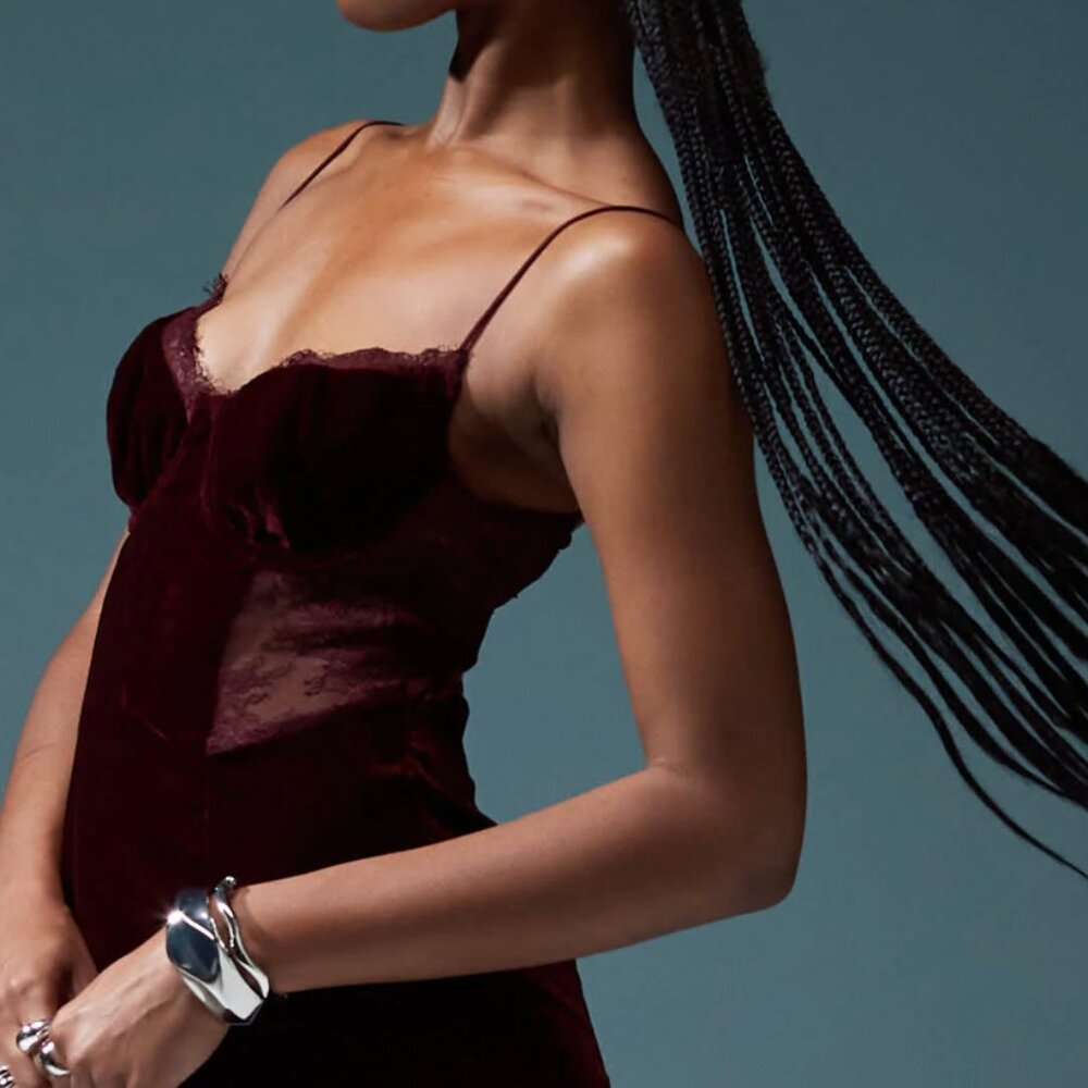 NWT ASOS Design Burgundy Velvet Backless Dress